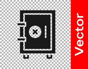 Black Safe icon isolated on transparent background. The door safe a bank vault with a combination lock. Reliable Data Protection. Vector.