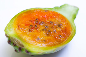 Juicy cut fruit of the edible prickly pear cactus, texture