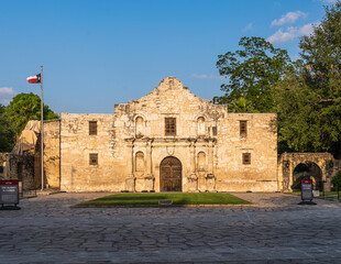 The Alamo in San Antonio Texas Straight on with no tourists or obstructions on a clear day....