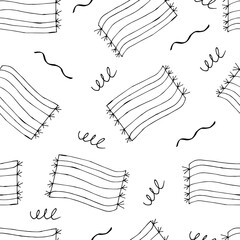 Doodle beach towel seamless pattern. hand drawn background. Vector illustration