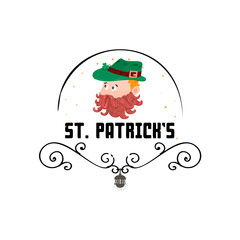 Fototapeta premium Happy St. Patrick's Day, Character with a beard on a banner.