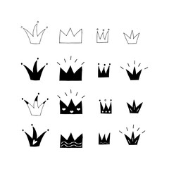 Doodle crown set. hand drawn of a kite isolated on a white background. Vector illustration