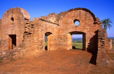 Ruins of the Jesuit Mission of Jesus de Tavarangue, Paraguay, South America,