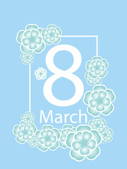 White frame with sakura for March 8, vector art illustration.