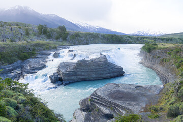 Cascada Paine waterfall view, Torres del Paine, Chile
