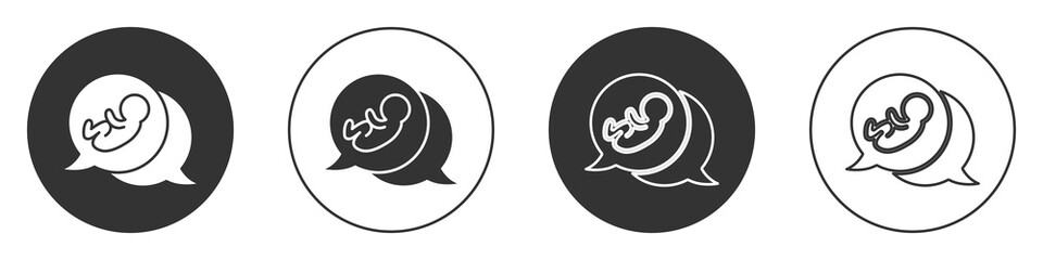 Black Baby icon isolated on white background. Circle button. Vector.