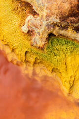 Abstract textures and formations on the banks of Rio Tinto river, Andalusia Spain.