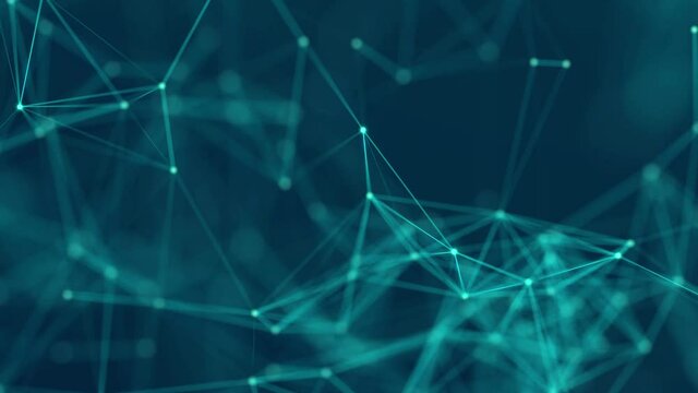 Abstract digital connection moving dots and lines. Technology background. Network connection structure. Plexus effect. 3d Seamless loop. 4K
