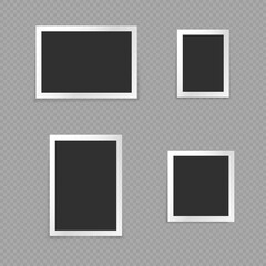 Set blank retro photo frames. Vector illustration.