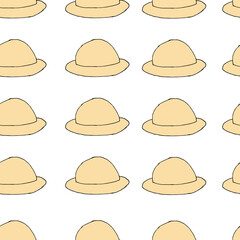 Doodle Summer hat seamless pattern. hand drawn background. Vector illustration