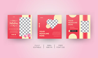 Naklejka premium Valentines day theme template for Social Media banner. Everyone can use this design easily. Unique and Modern web banners .-Vector template.