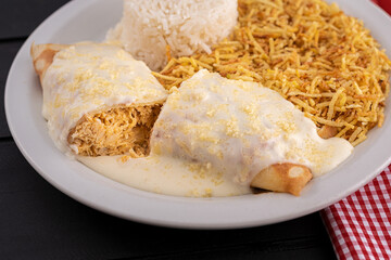 chicken pancake with white sauce