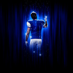 Hero Football Player wearing a blue uniform