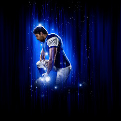 Hero Football Player wearing a blue uniform