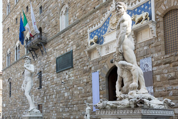 Obraz premium David and Hercules with Cacuc in Piazza della Signoria