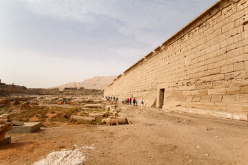 Wall of Medinet Habu temple in Thebes