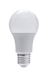 Modern LED energy saving white bulb isolated on a white background in close-up. 