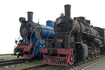 Fototapeta na wymiar Old men-steam locomotives
