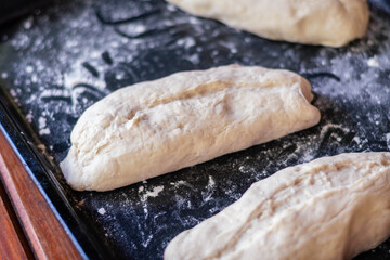 Hot homemade bread with moisture vapor freshly made in a Chilean clay oven with white flour and women's hands Cordoba Argentina