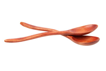 Vintage empty wooden spoon isolated on the white background