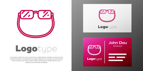 Logotype line Eyeglasses icon isolated on white background. Logo design template element. Vector.