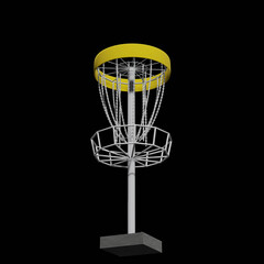 3d render Disc golf 3d illustration with black background.