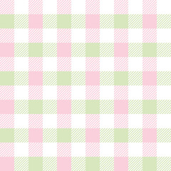 Gingham pattern spring in pastel pink, green, white. Seamless light vichy check graphic for dress, picnic tablecloth, gift wrapping paper, scrapbooking, other modern Easter fashion textile print.