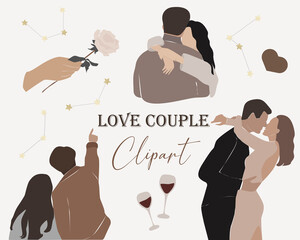 Abstract Love Couple set, Valentine's Day illustrations, Romantic collection