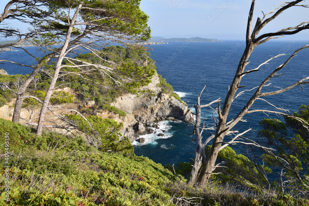 Sticker L'Ile de Porquerolles, vue depuis la Pointe des Salis