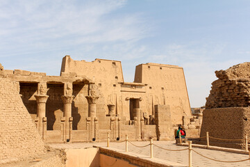Ruins in front of Horus temple in Edfu