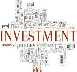 Investment vector illustration word cloud isolated on a white background.