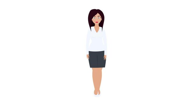 Businesswoman. Animation of a beautiful business woman, alpha channel included. Cartoon