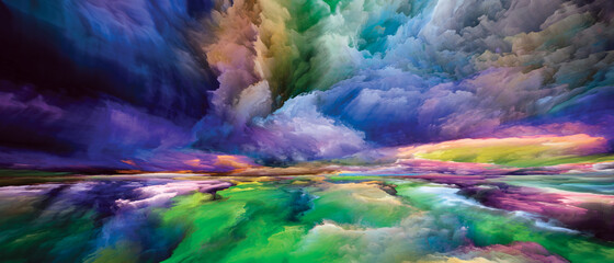 Obraz na płótnie Canvas Digital Perspectives of Land and Sky