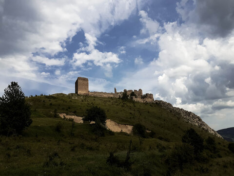 Medieval fortresses and the hill from 13 century. Cetate Trascau, Coltesti Alba