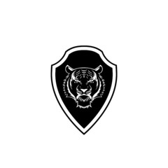 Tiger Face Shield Abstract Icon isolated on white background
