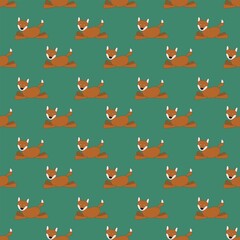 Seamless pattern cute cartoon fox
