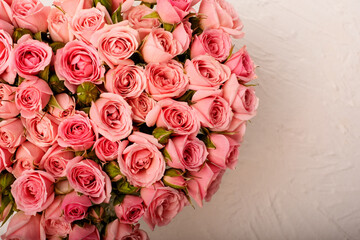 Pink roses on a light background