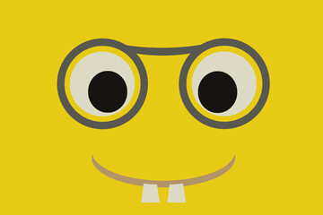 Smiling face with glasses and two teeth