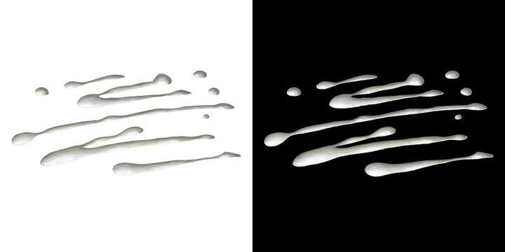 Mayo Or Creamy Sause Splashes Hand Drawn Illustration. Paint Drops Isolated On White And Black Background