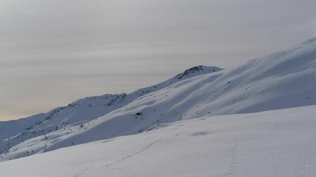 Snowy mountain tops in Austrian winter