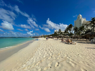 Palm Beach coastline on Aruba island