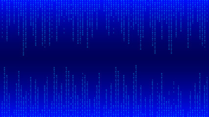 Fototapeta premium Blue matrix background. Falling numbers on screen. Technology stream binary code. Digital vector illustration. Hacking concept.