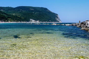 The beautiful Urbani Beach in Sirolo, with green water