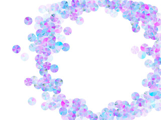 Blue paillettes confetti placer vector composition. Glamour shiny foil elements holiday decor top view. New Year confetti scatter flickering pattern.