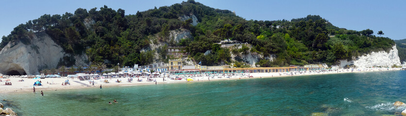 Extra panoramic view of the beautiful Urbani beach in Sirolo, under Monte Conero