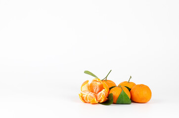 sliced mandarin isolated white background