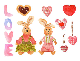 watercolor rabbit love art