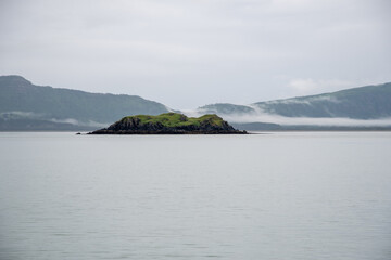 View of Hallo Bay, Katmai, Alaska on a still and foggy day
