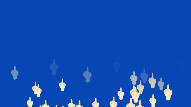 blue screen middle finger hand gesture animation footage,finger sticker,middle finger emojim,blue background