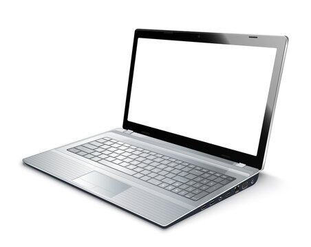 Laptop isolated on white with empty screen vector illustration